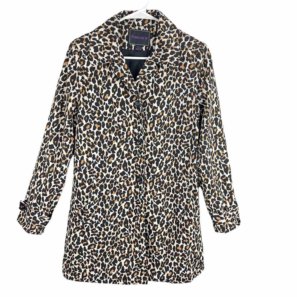 Forever 21 leopard print trench coat jacket tan